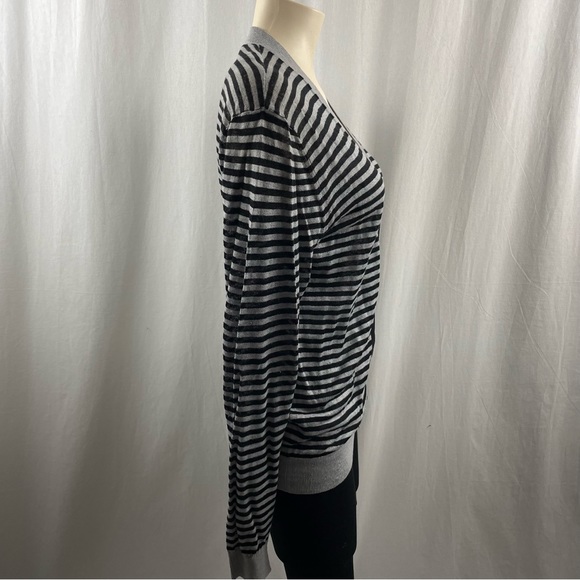 Theory Black and Grey Striped Goldsmith S Refinery Cardigan M - Picture 7 of 14